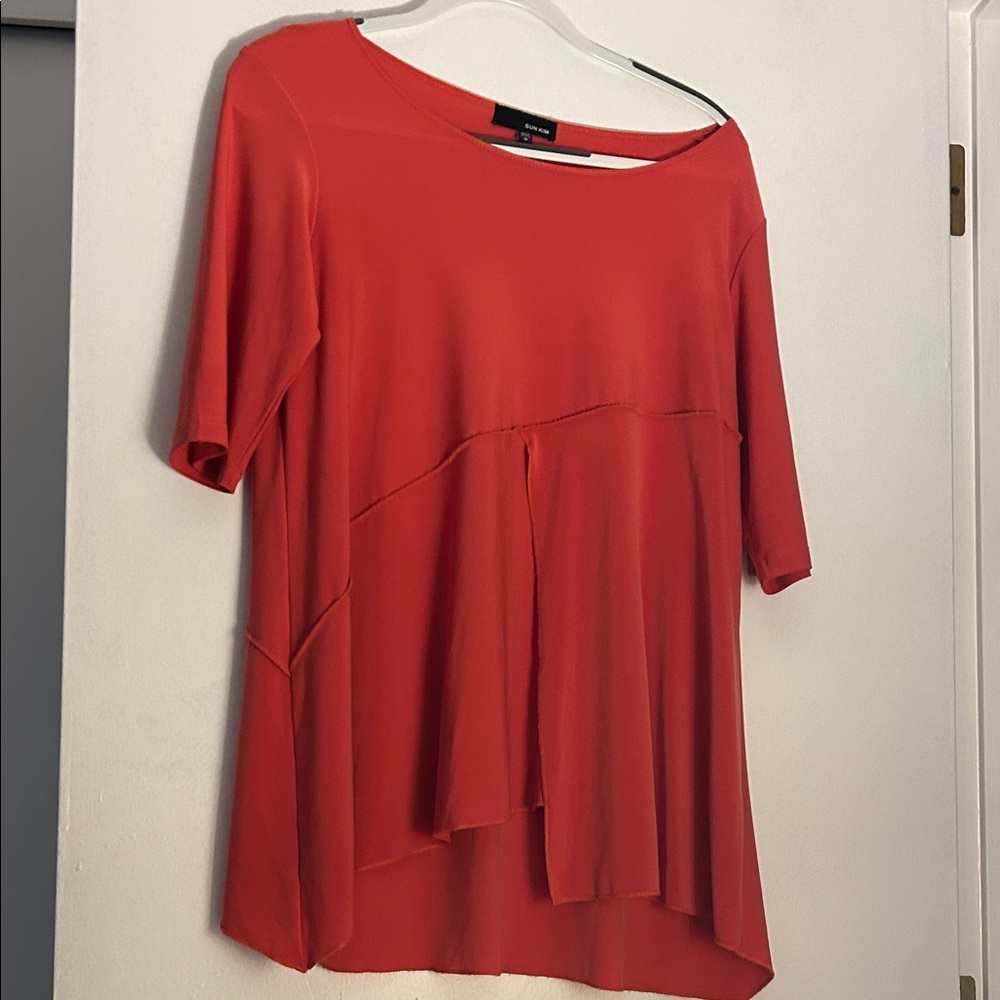Chic Coral Asymmetrical Blouse